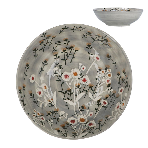 Decorative ceramic plate with floral design on a white background