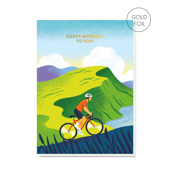 Stormy Knight Cyclist Birthday Card