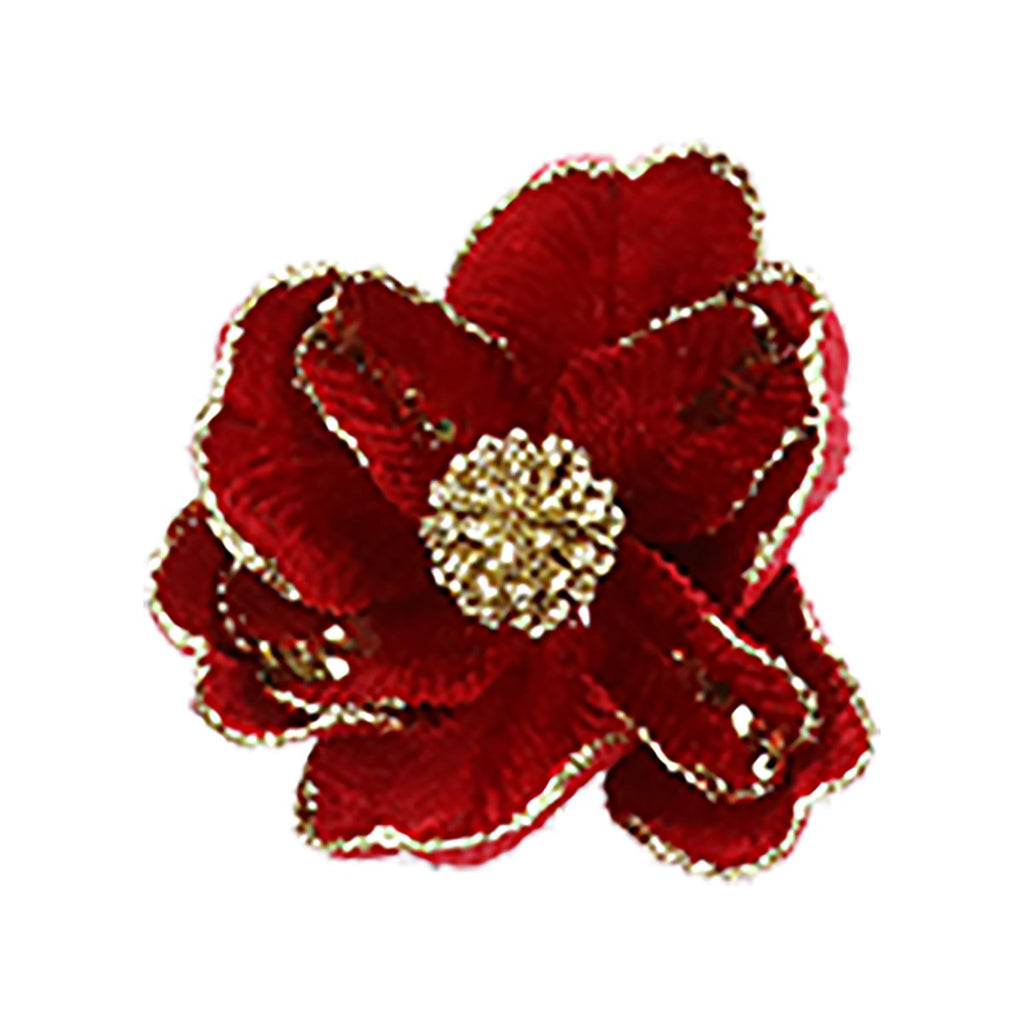 Gisela Graham Fabric Poinsettia Clip - Red Velvet