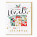 Christmas card for an uncle with colorful presents and text on a white background