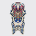 Colorful patterned kimono-style garment on a white background