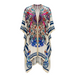 Colorful patterned kimono-style garment on a white background