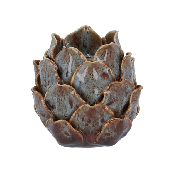 Gisela Graham Ceramic T-Lite Holder - Blue/Brown Reactive Glaze