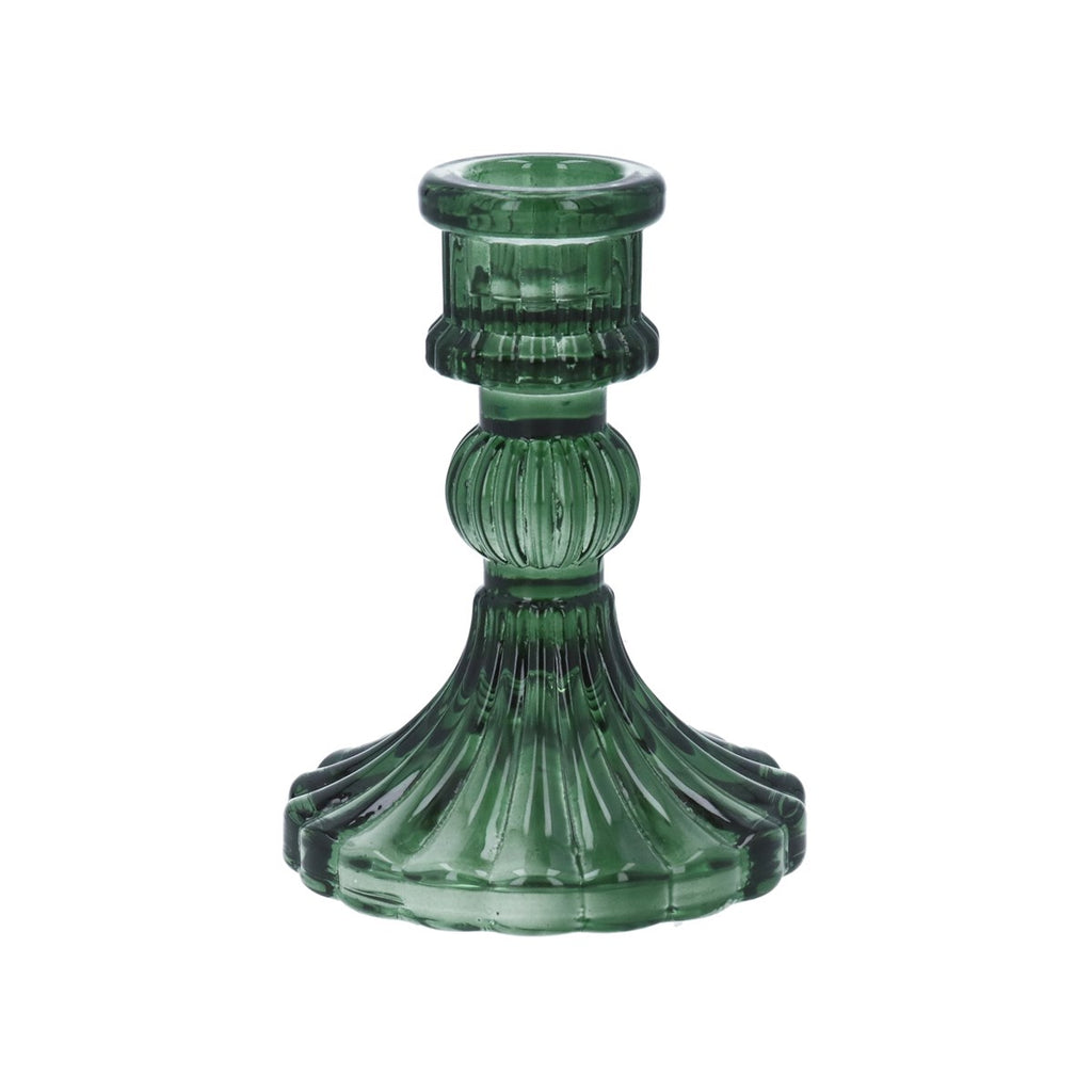 Gisela Graham Glass Candlestick - Classic Emerald Green