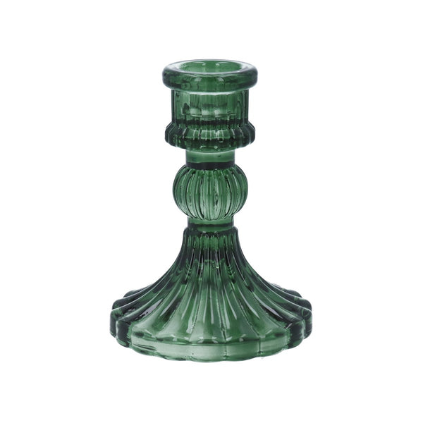 Gisela Graham Glass Candlestick - Classic Emerald Green