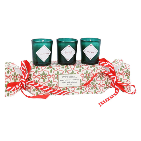Gisela Graham Cracker Scented Candle Set - Peppermint Stick, Gingerspice, Butterscotch