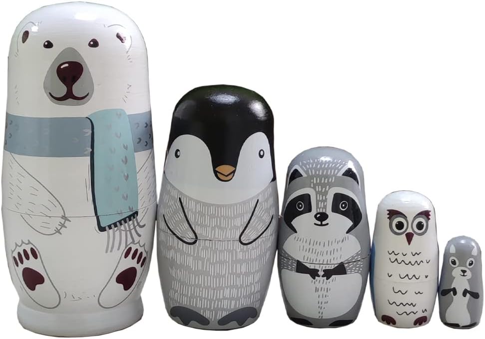 Winter Russian Nesting Dolls Set of 5