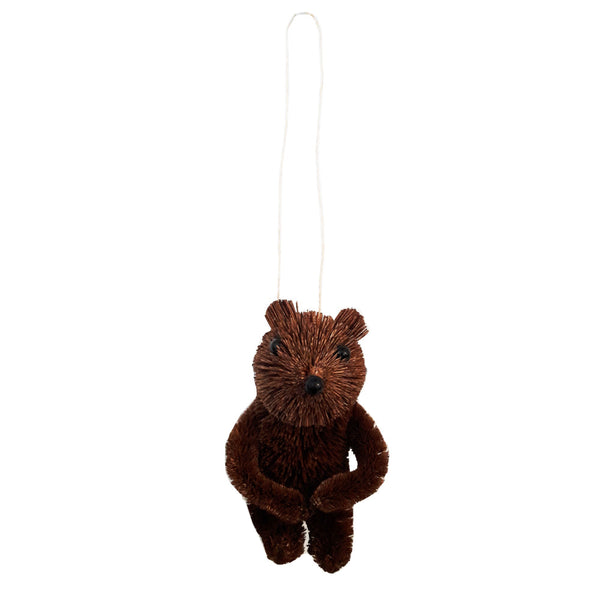 Fiona Walker Wooden Bristle Bear Decoration - Brown