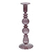 Gisela Graham Clear Aubergine Glass Candlestick, Medium