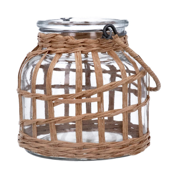 Gisela Graham Glass Lantern 12cm - Rattan