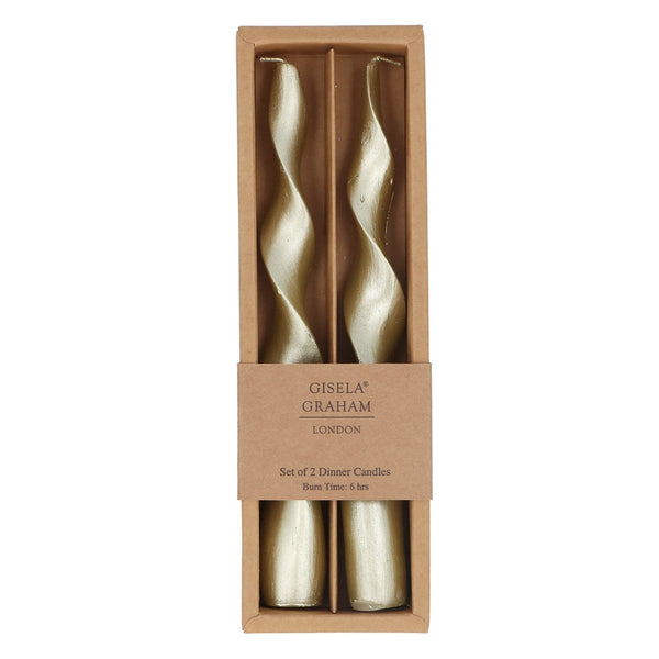 Gisela Graham Taper Candles - Gold Vintage Twist