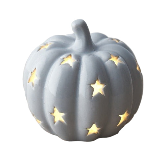 LED Ceramic Pumpkin, Grey