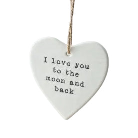 To The Moon And Back Hanging Ceramic Heart