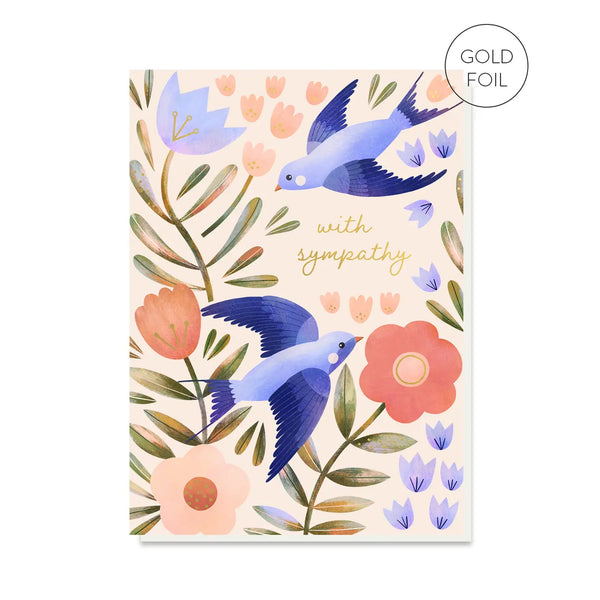 Stormy Knight Swallow Fields Bird and Floral Sympathy Card