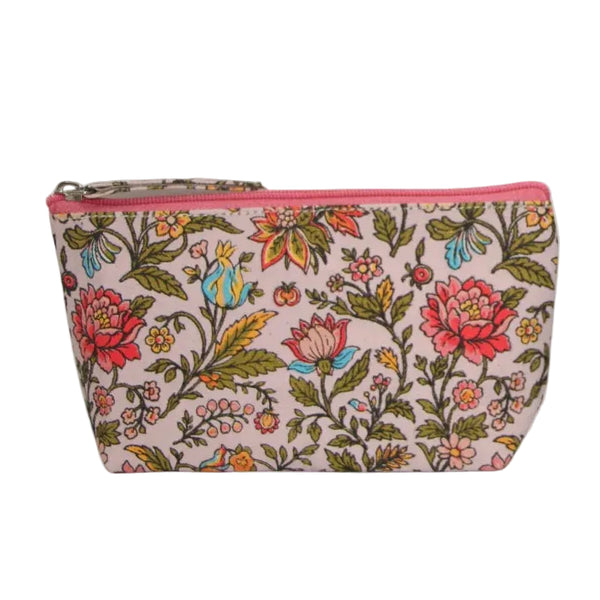 Floral patterned pouch on a white background