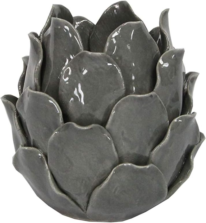 Gisela Graham Ceramic T-Lite Holder - Grey Artichoke