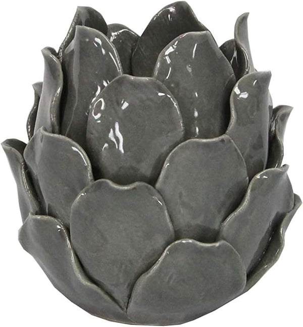 Gisela Graham Ceramic T-Lite Holder - Grey Artichoke