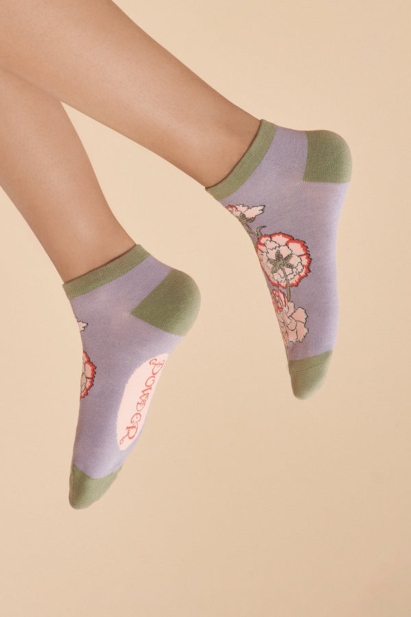 Powder Lilac Paisley Trainer Socks Copy