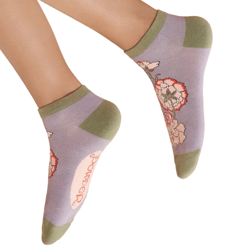 Powder Lilac Paisley Trainer Socks