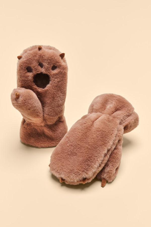 Powder Pals Mittens - Bear Paw in Chocolate