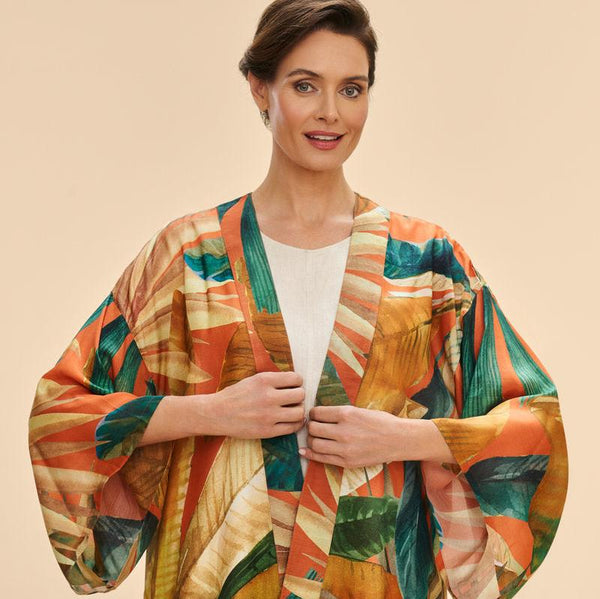 Powder Painted Palms Kimono Jacket