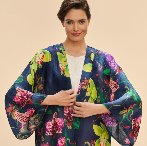 Powder Exotic Evening in Ink Kimono Jacket