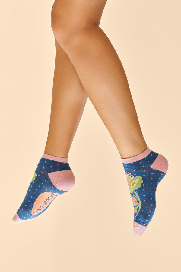 Powder Scandinavian Stems Trainer Socks - Navy Copy