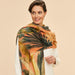 Powder Wool Wrap Painted Palms Scarf