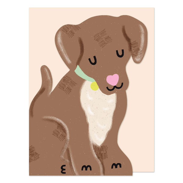 Raspberry Blossom Chocolate Brown Puppy Greetings Card