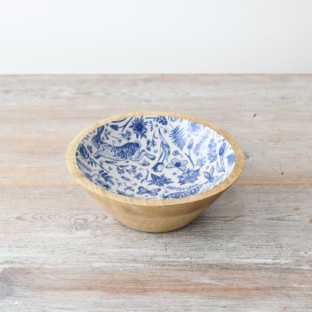Enamel Blue Floral Bowl