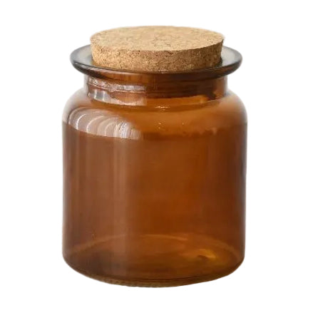 Portland Living Amber Glass Storage Jar with Cork Lid - 11cm