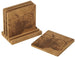 Wooden coasters with engraved bull design on a white background