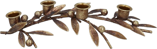 Gisela Graham Antique Gold Sprig & Berries Candlelabra