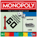 Monopoly board game packaging with dice and property piece