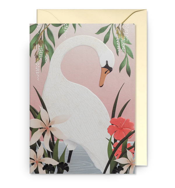 Lagom Design White Swan Greeting Card