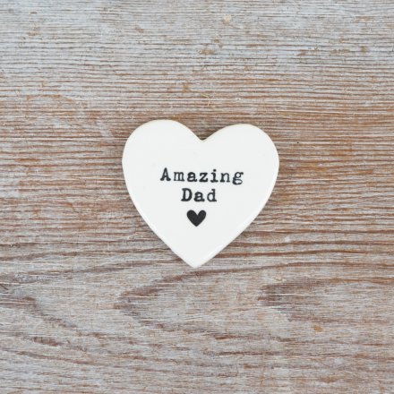 Amazing Dad Porcelain Heart Token