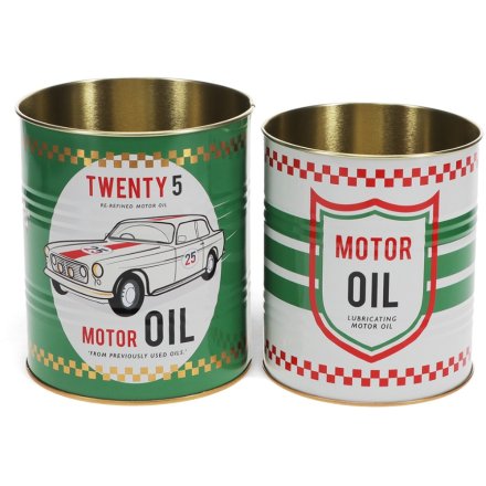Medium Storage Tins Set of 2 - Motor Oil