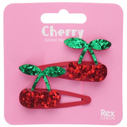 Rex London Cherry Glitter Hair Clips