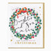 A square Christmas greeting card with a gold border, featuring a festive wreath made of green, teal, red, and pink dots with a red ribbon bow. The text reads 'to our lovely Daughter and Son in Law with so much love at christmas' in black and gold lettering.