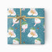Gift wrap with snowmen and gingerbread men design on a blue background