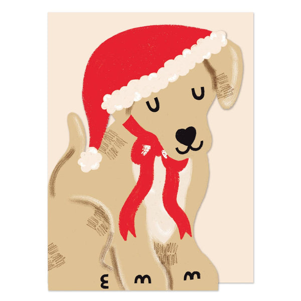 Raspberry Blossom Labrador Christmas Puppy Greetings Card