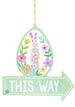 Gisela Graham Pastel Flowers Egg Bunny Wood Arrow Sign Decoration