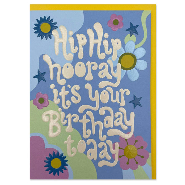 Raspberry Blossom Hip Hip Hooray Birthday Card