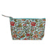 Floral patterned pouch on a light blue background