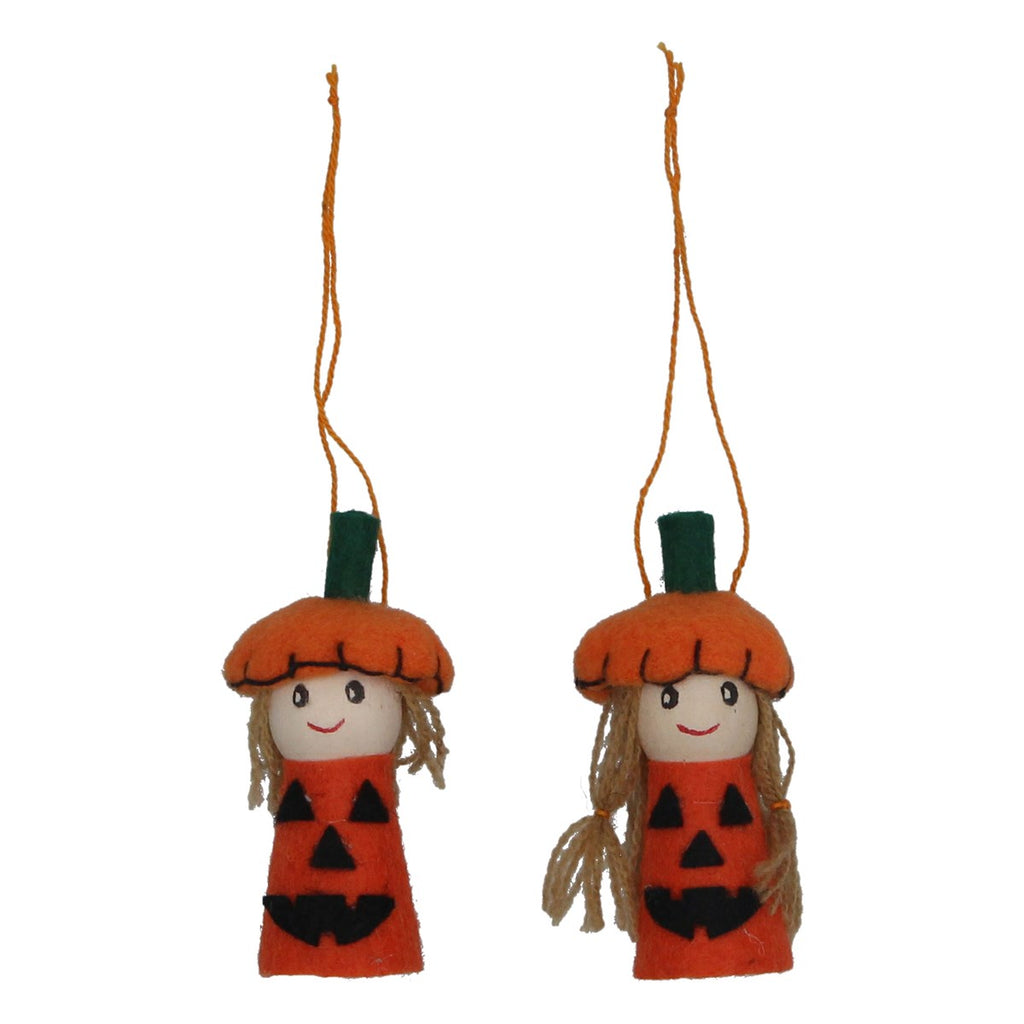 Gisela Graham Felt/Wood Pumpkin Kids Mini Decoration (2 Designs)