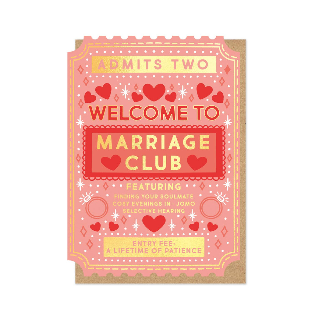 Stormy Knight Marriage Club Wedding Card, Funny Card Vintage Ticket