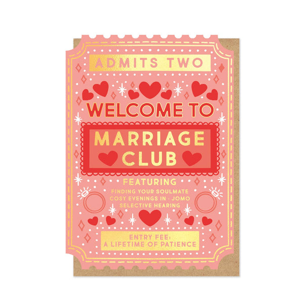 Stormy Knight Marriage Club Wedding Card, Funny Card Vintage Ticket