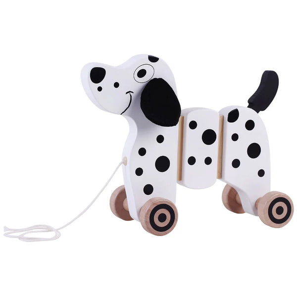 Jumini Wooden Pull Along Dog – Black and White