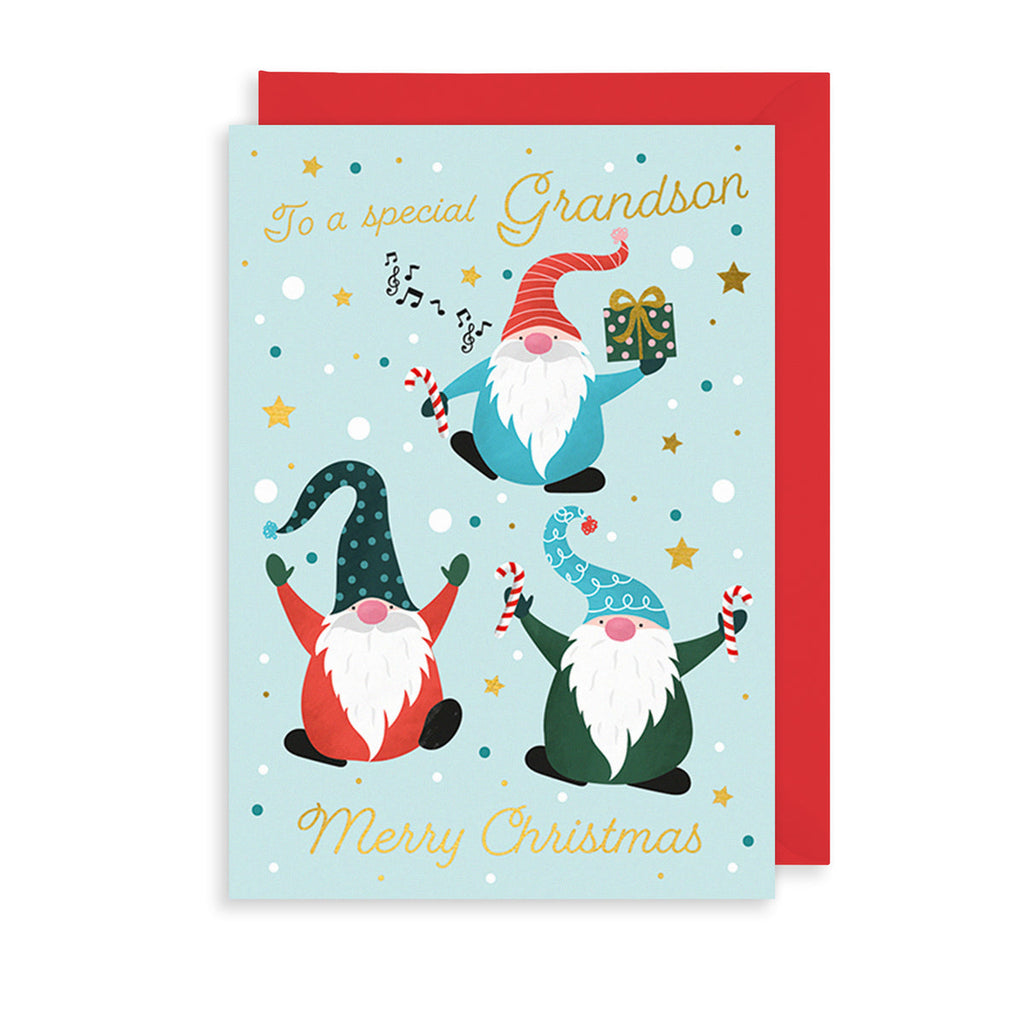 The Art File Special Grandson Gnomes Christmas Card
