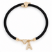 Black A-Z Initial Charm Heart Adjustable Cord Bracelet